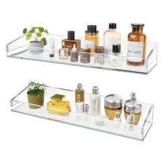 2'li Şık ve Minimalist Tasarımlı Şeffaf Duvar Rafı